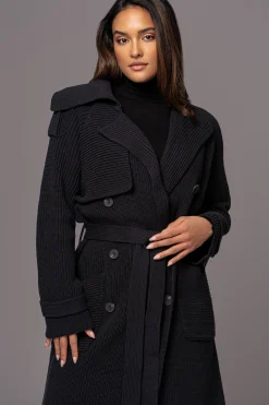 JLUXLABEL Black Maxinne Knit Coat