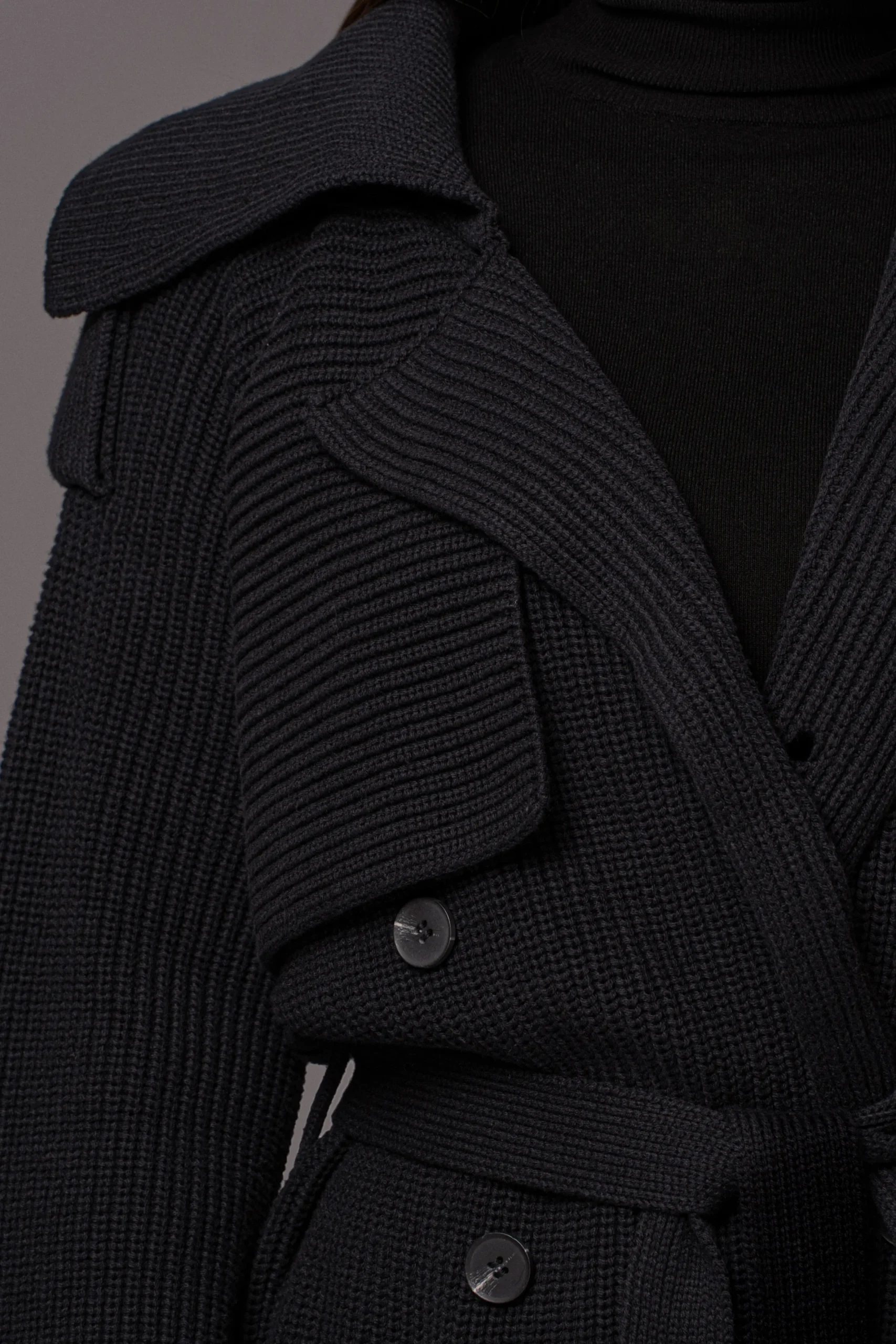 JLUXLABEL Black Maxinne Knit Coat