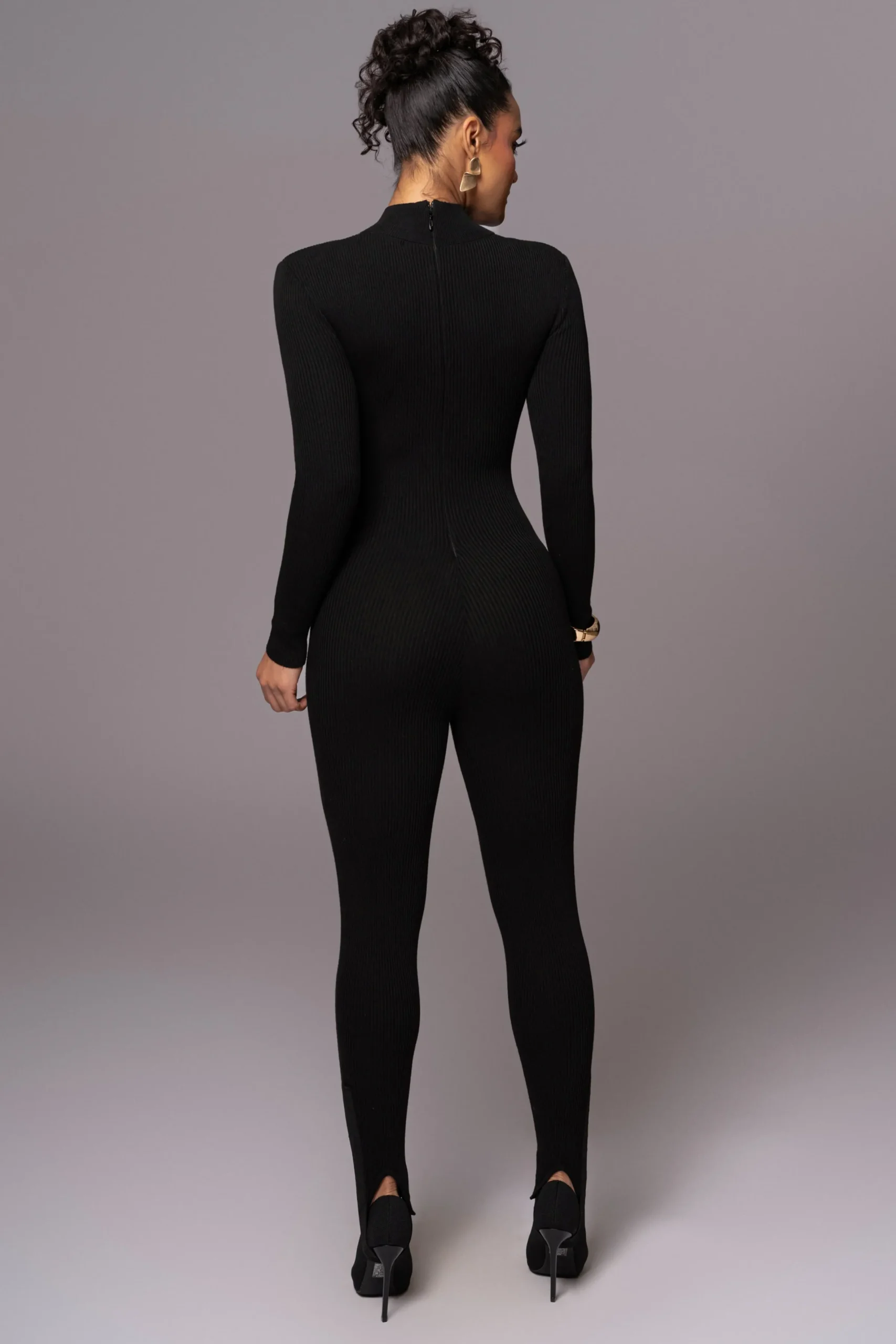 JLUXLABEL Black Minna Mock Neck Jumpsuit