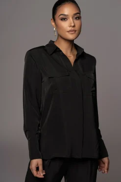 JLUXLABEL Black Misty Button Up