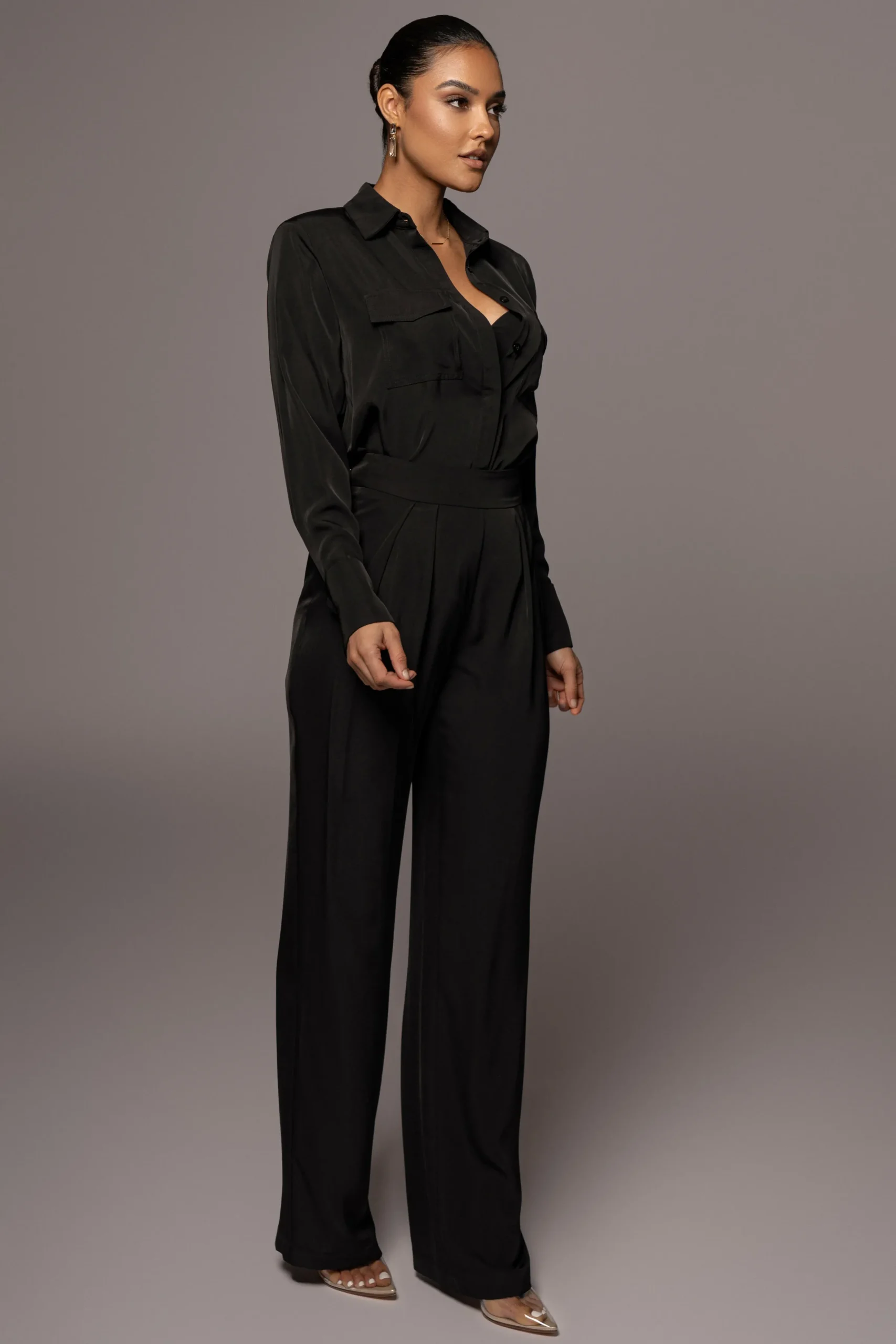 JLUXLABEL Black Misty Button Up