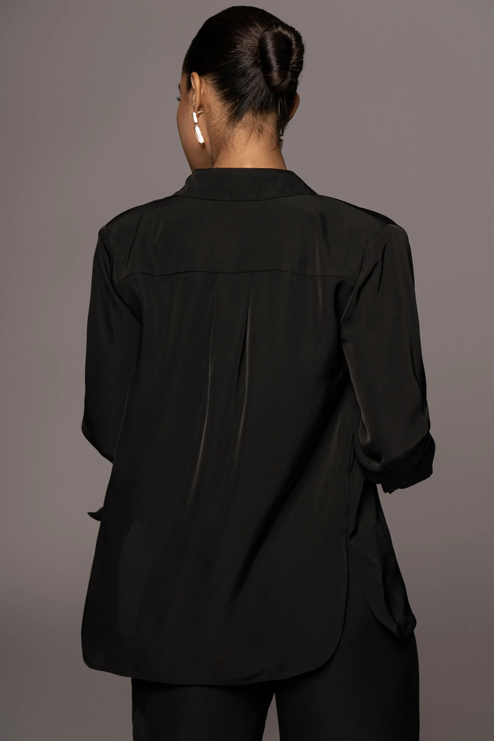 JLUXLABEL Black Misty Button Up