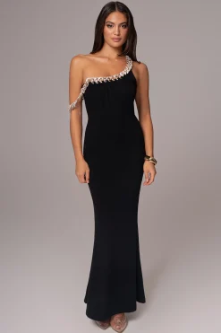JLUXLABEL Black Monette Asymmetric Dress