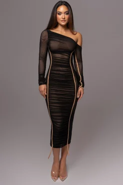 JLUXLABEL Black Monika Midi Dress
