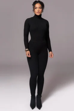 JLUXLABEL Black Naaya Ribbed Leggings