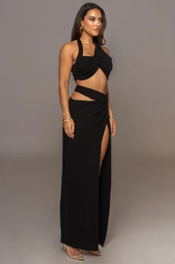 JLUXLABEL Black New Age Two Piece Skirt Set