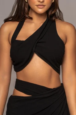 JLUXLABEL Black New Age Two Piece Skirt Set