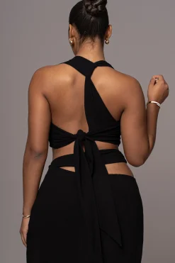JLUXLABEL Black New Age Two Piece Skirt Set