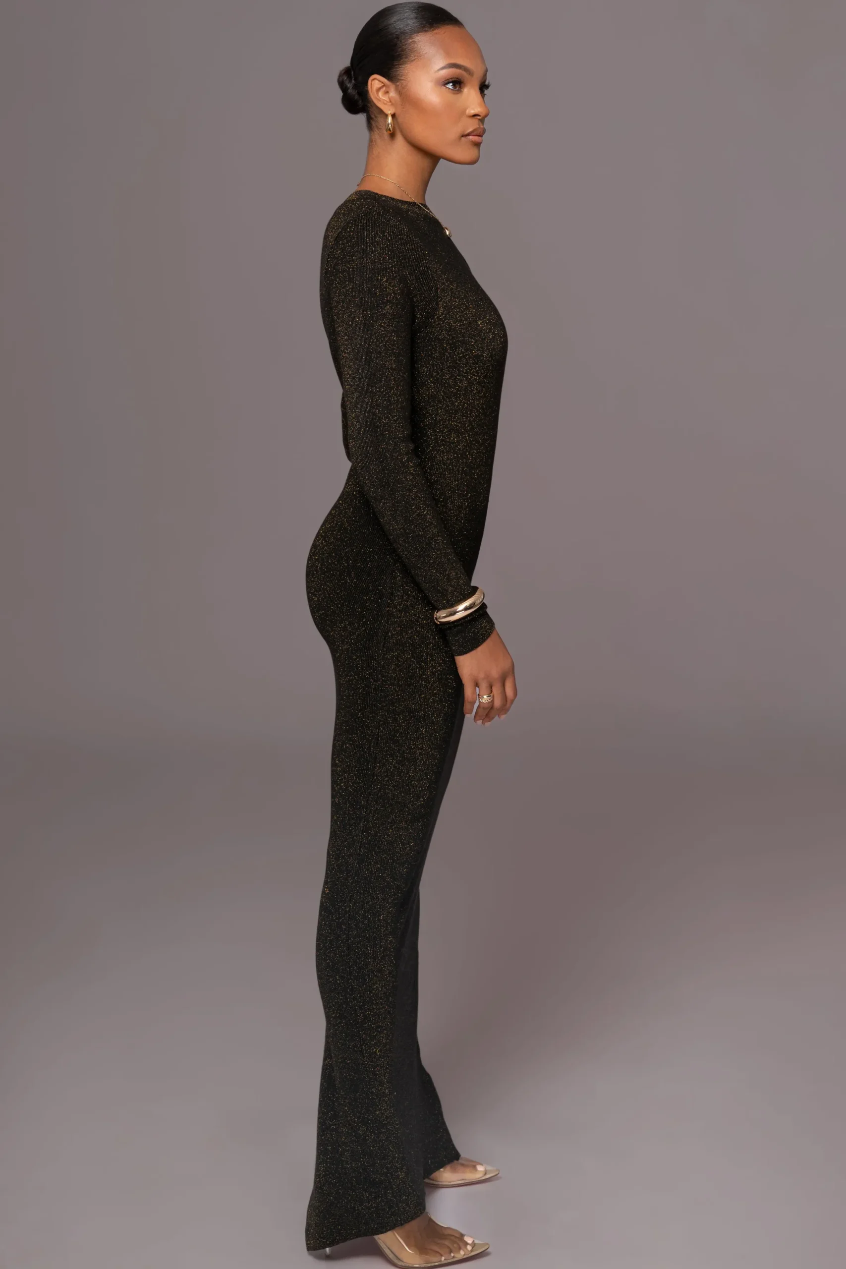 JLUXLABEL Black Night Shimmers Asymmetrical Maxi Dress