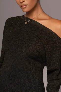 JLUXLABEL Black Night Shimmers Asymmetrical Maxi Dress