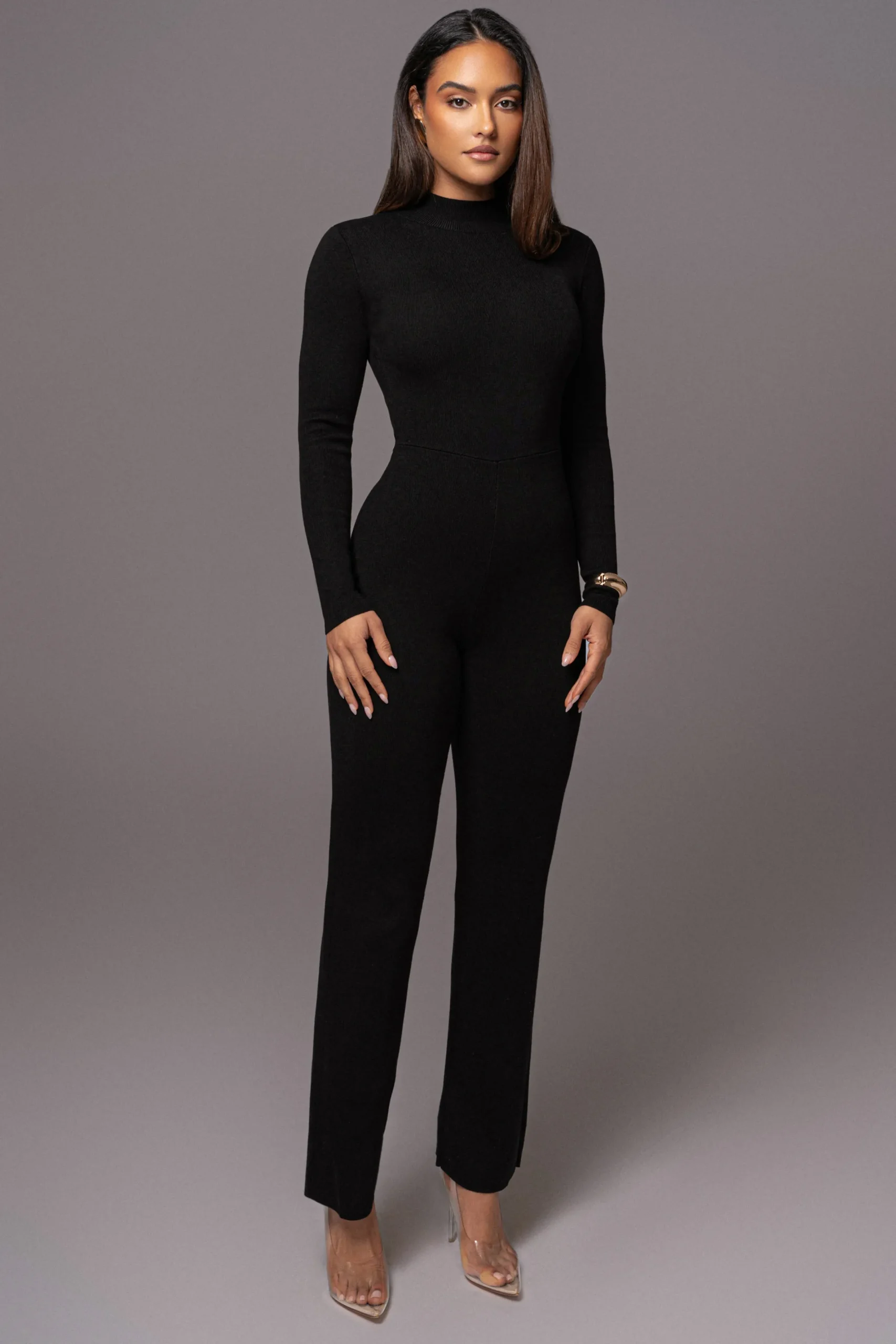 JLUXLABEL Black Noel Sweater Knit Jumpsuit