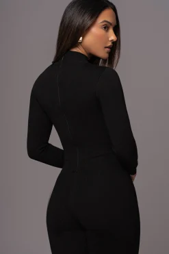 JLUXLABEL Black Noel Sweater Knit Jumpsuit
