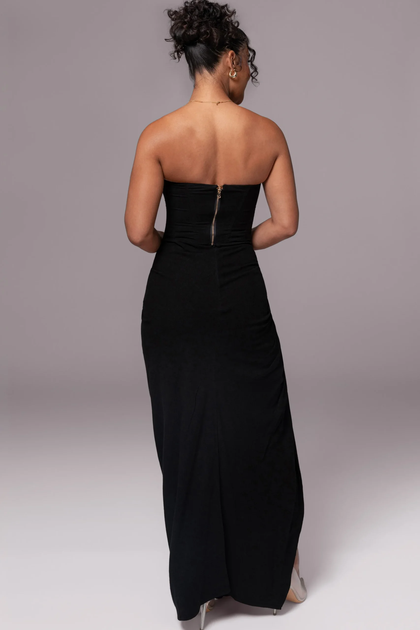 JLUXLABEL Black Noelia Linen Slit Skirt