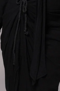 JLUXLABEL Black Noelia Linen Slit Skirt