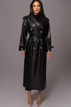 JLUXLABEL Black Odin Faux Leather Coat