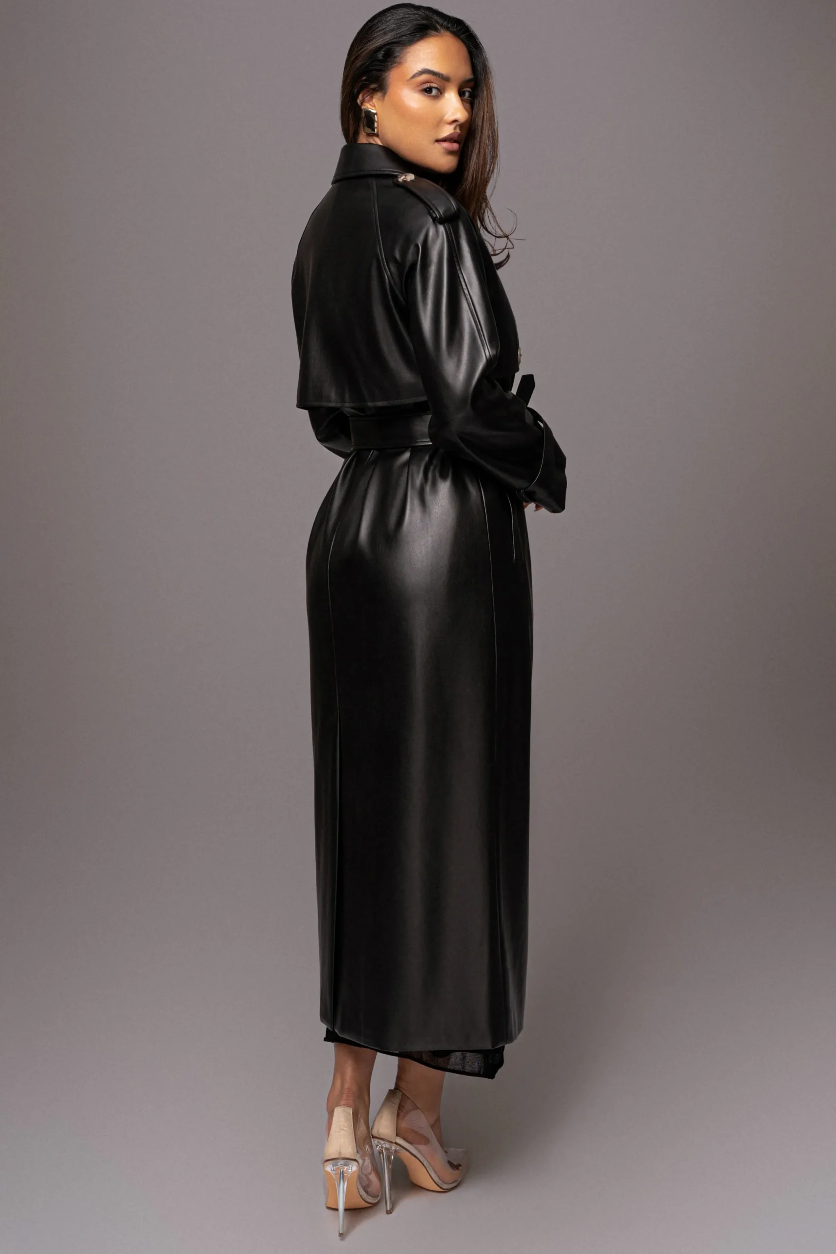 JLUXLABEL Black Odin Faux Leather Coat