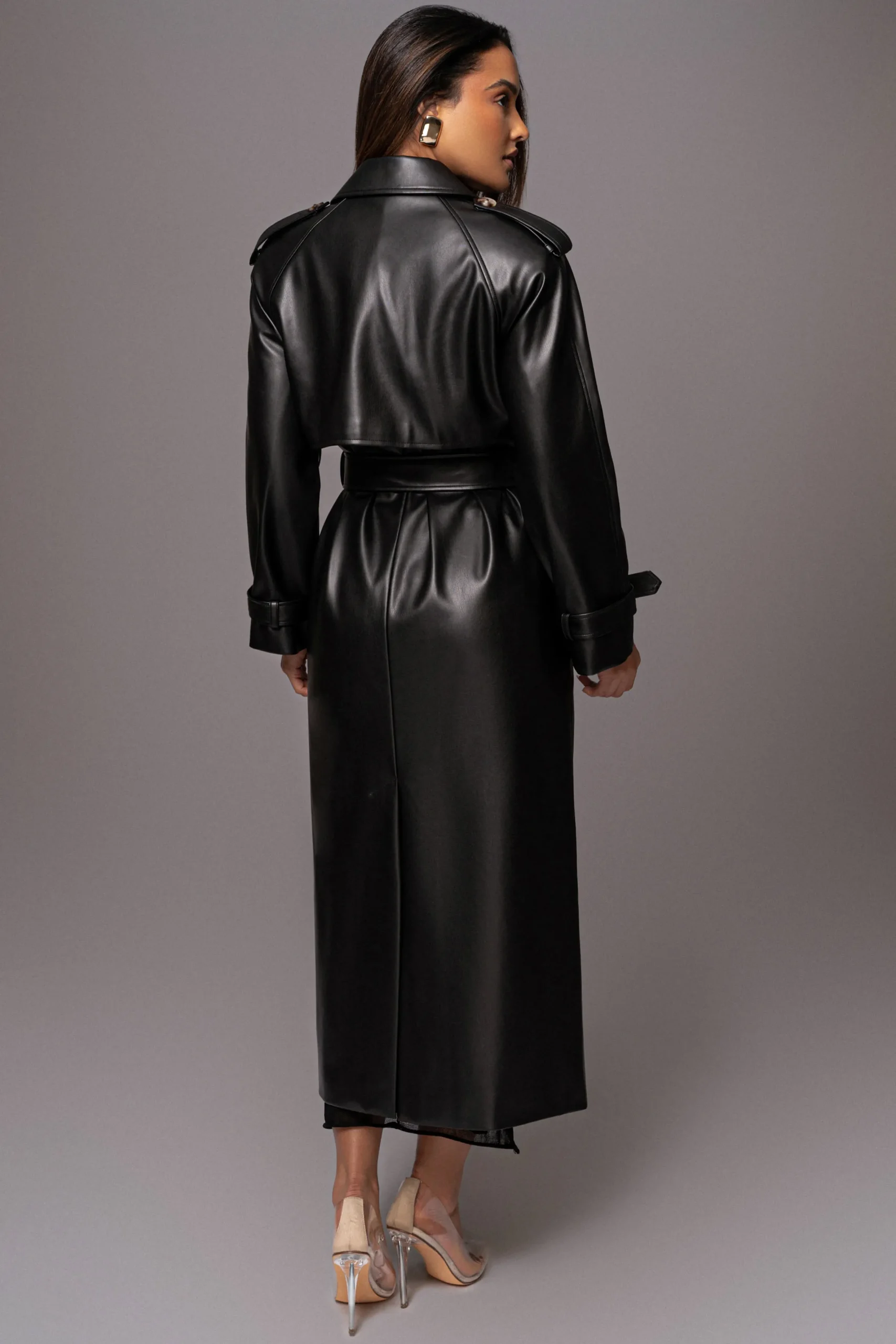 JLUXLABEL Black Odin Faux Leather Coat