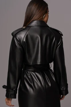 JLUXLABEL Black Odin Faux Leather Coat