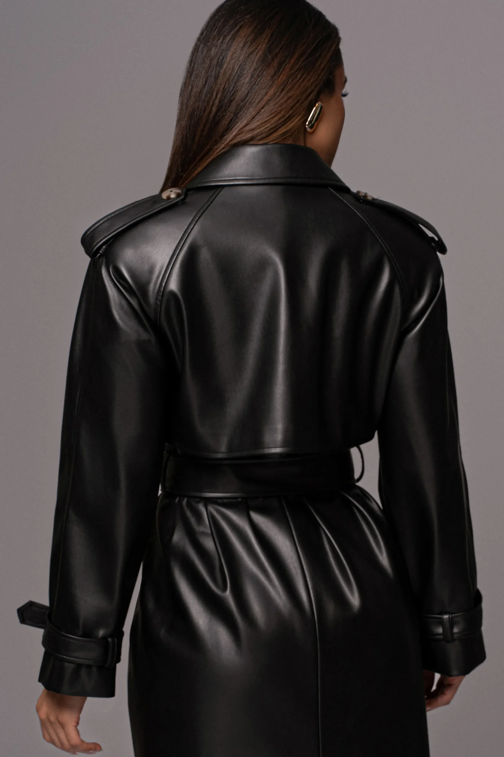 JLUXLABEL Black Odin Faux Leather Coat