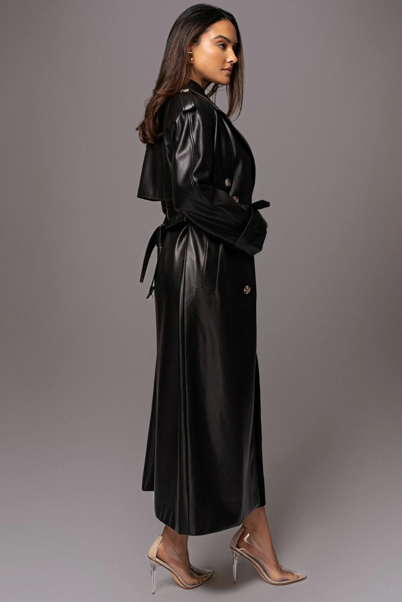 JLUXLABEL Black Odin Faux Leather Coat