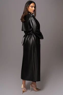 JLUXLABEL Black Odin Faux Leather Coat