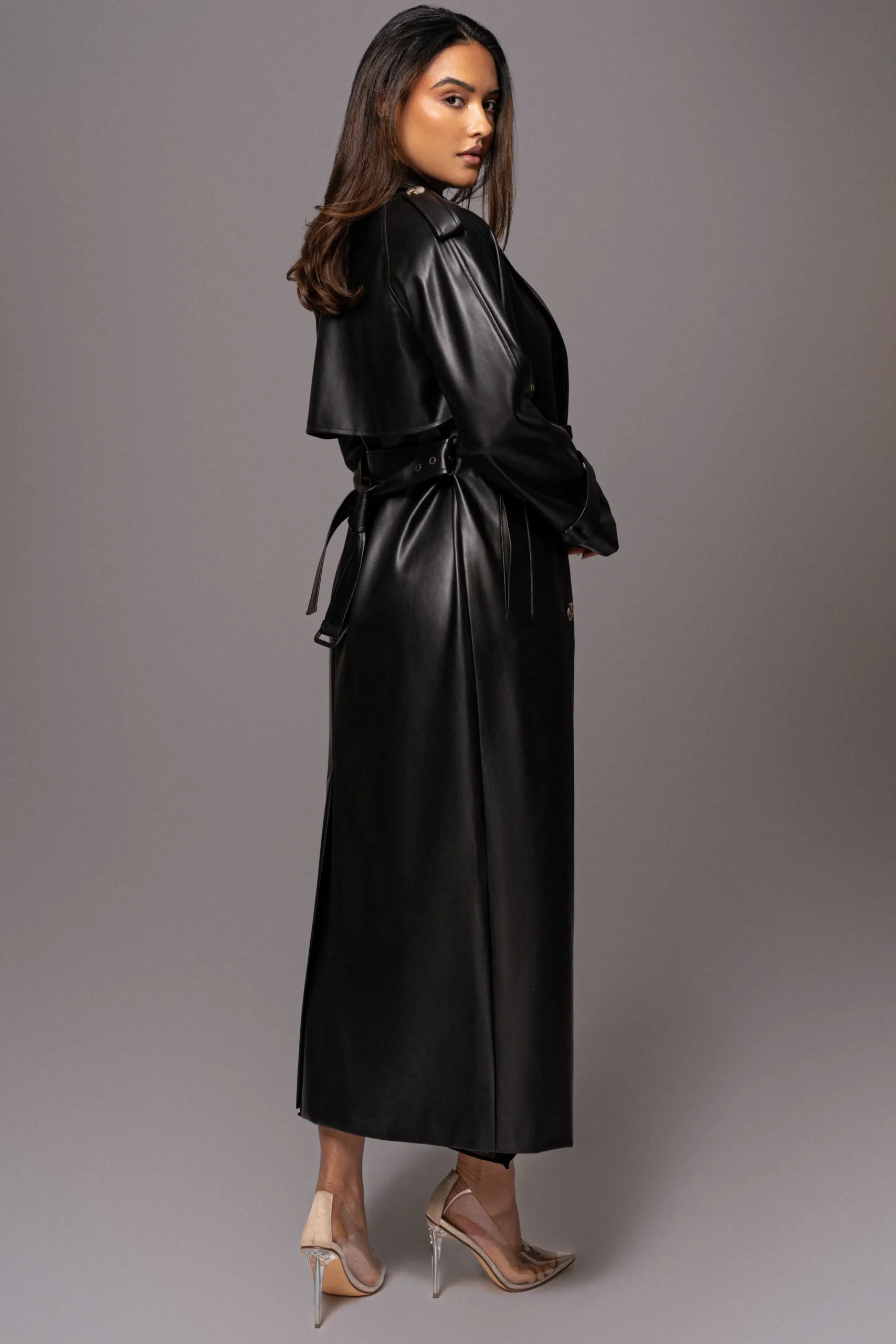 JLUXLABEL Black Odin Faux Leather Coat