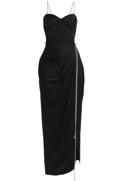 JLUXLABEL Black Olea Satin Skirt