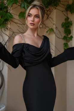JLUXLABEL Black One And Only Satin Dress