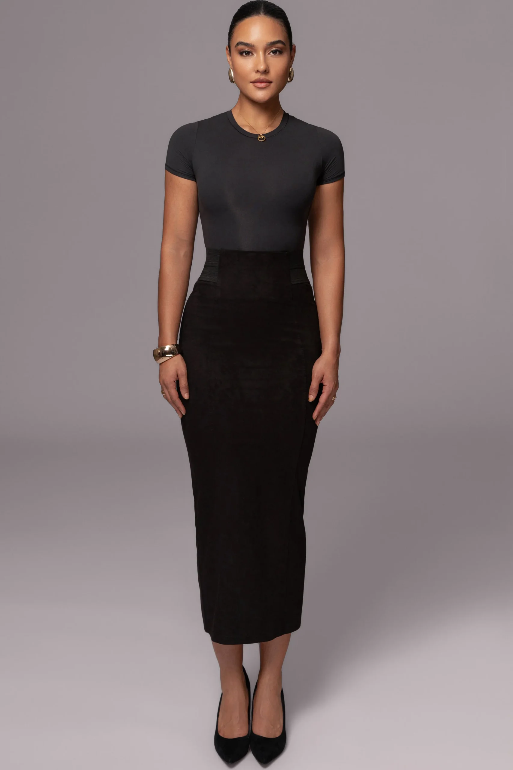 JLUXLABEL Black Phoenix Suede Skirt