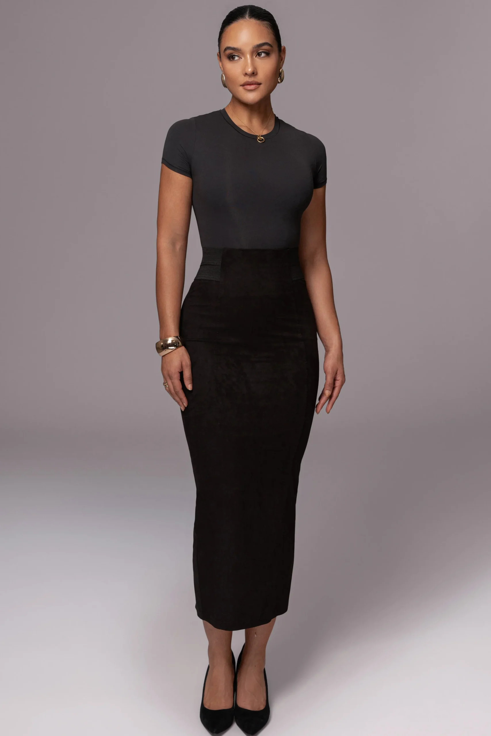 JLUXLABEL Black Phoenix Suede Skirt