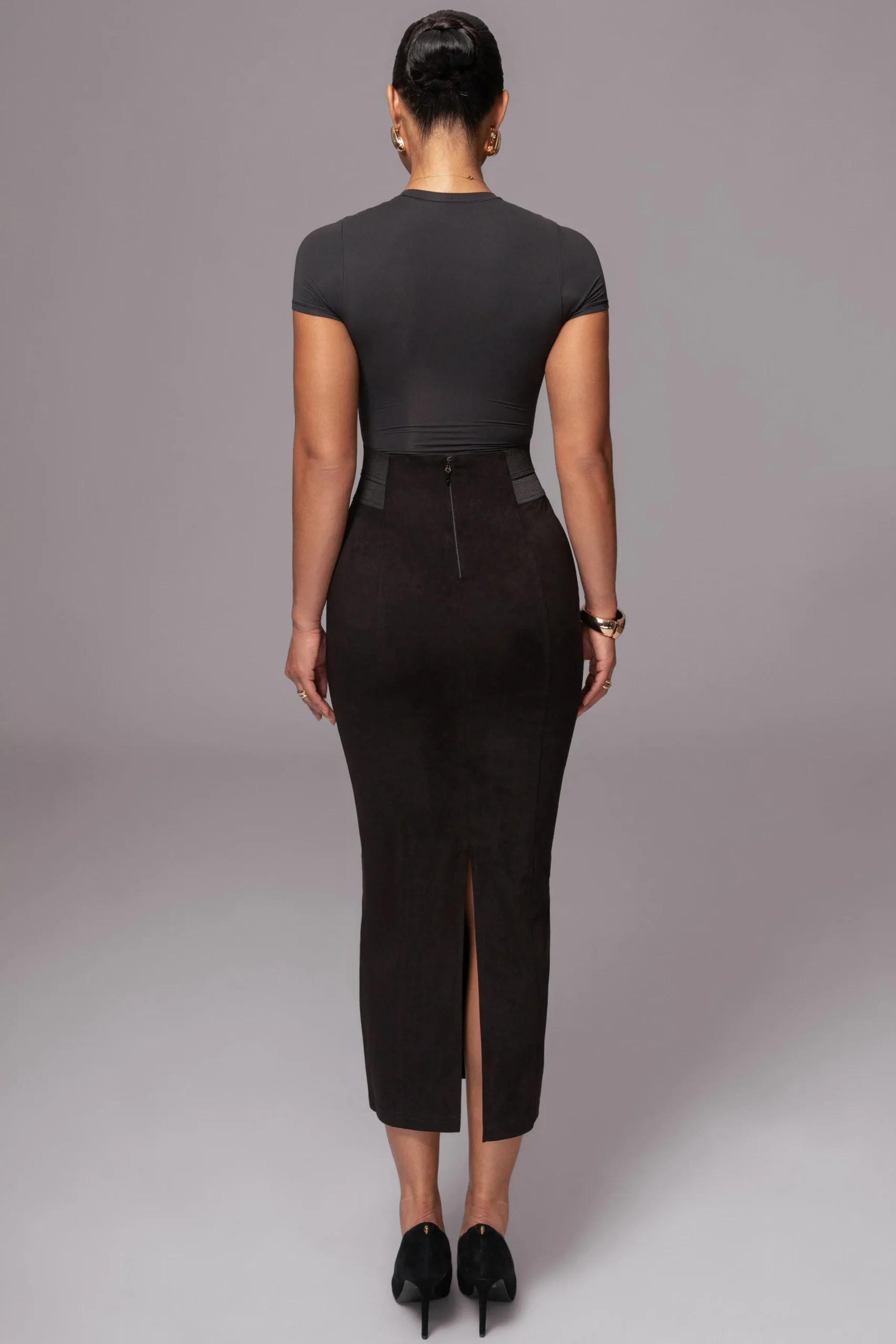 JLUXLABEL Black Phoenix Suede Skirt