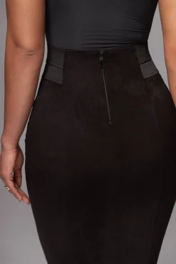 JLUXLABEL Black Phoenix Suede Skirt
