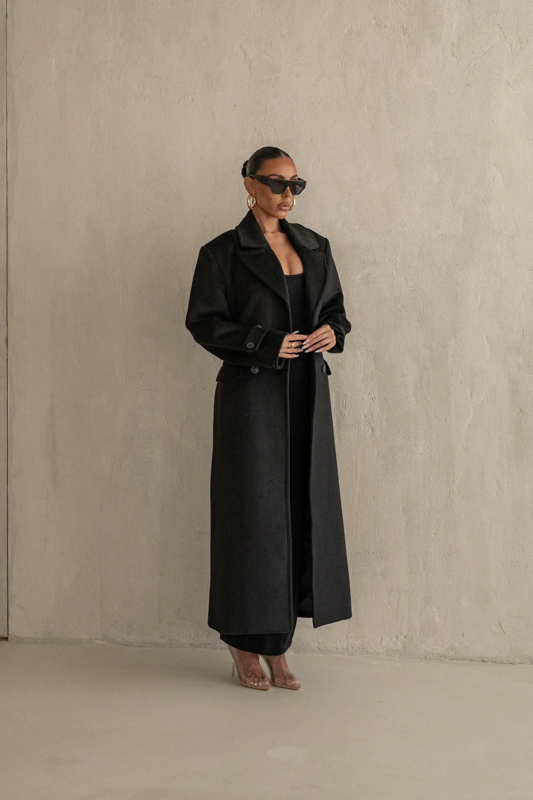 JLUXLABEL Black Rain Or Shine Longline Coat