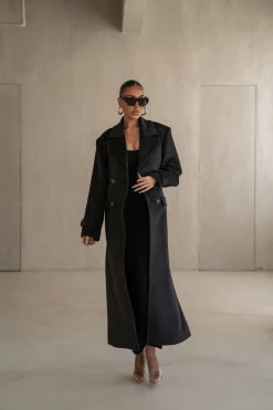 JLUXLABEL Black Rain Or Shine Longline Coat