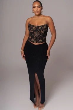 JLUXLABEL Black Rosemere Lace Top