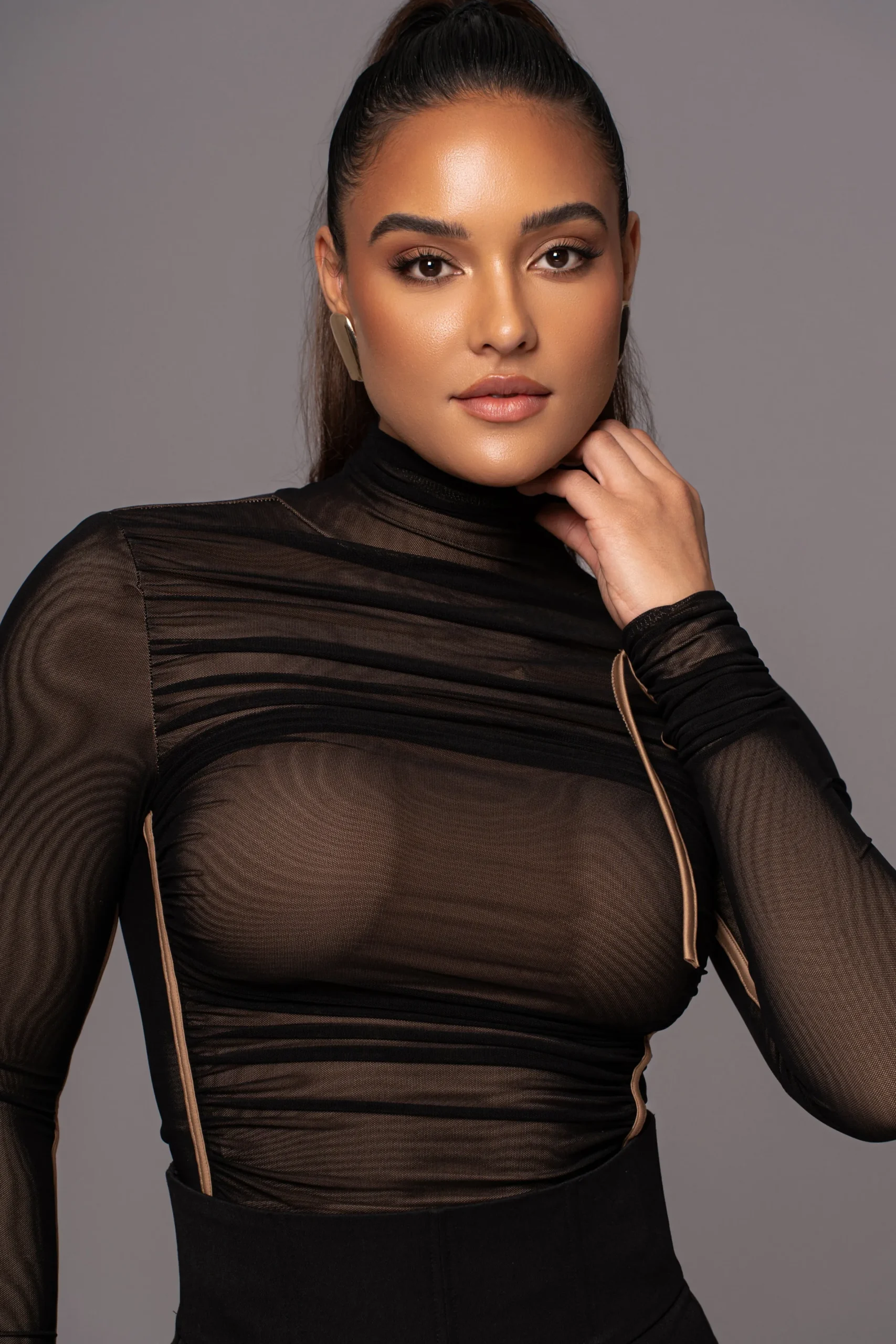 JLUXLABEL Black Santiana Turtleneck Top