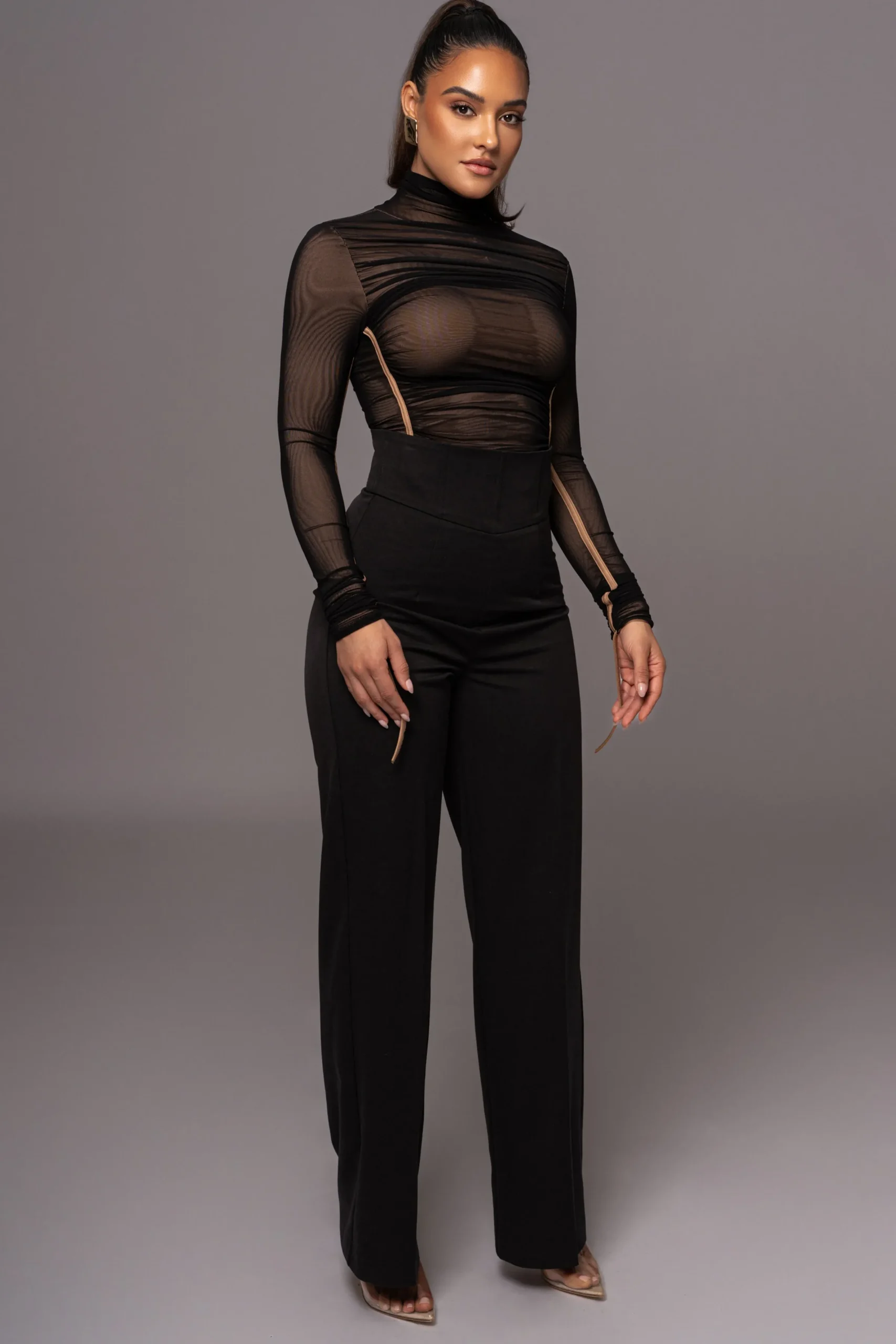 JLUXLABEL Black Santiana Turtleneck Top