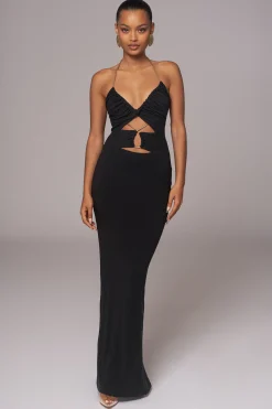 JLUXLABEL Black Secret Bloom Maxi Dress