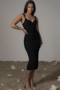 JLUXLABEL Black Secret Hideout Linen Dress