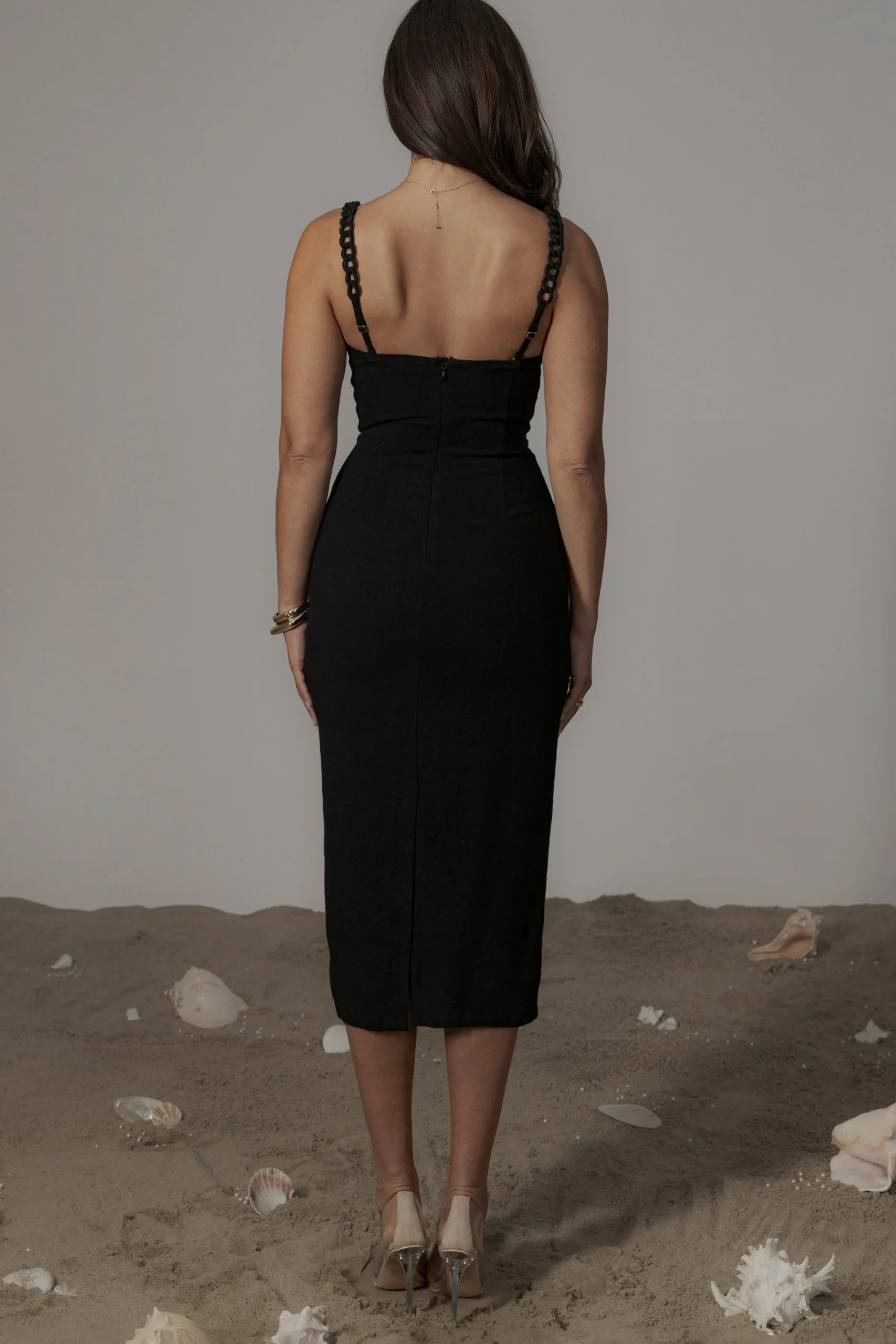 JLUXLABEL Black Secret Hideout Linen Dress
