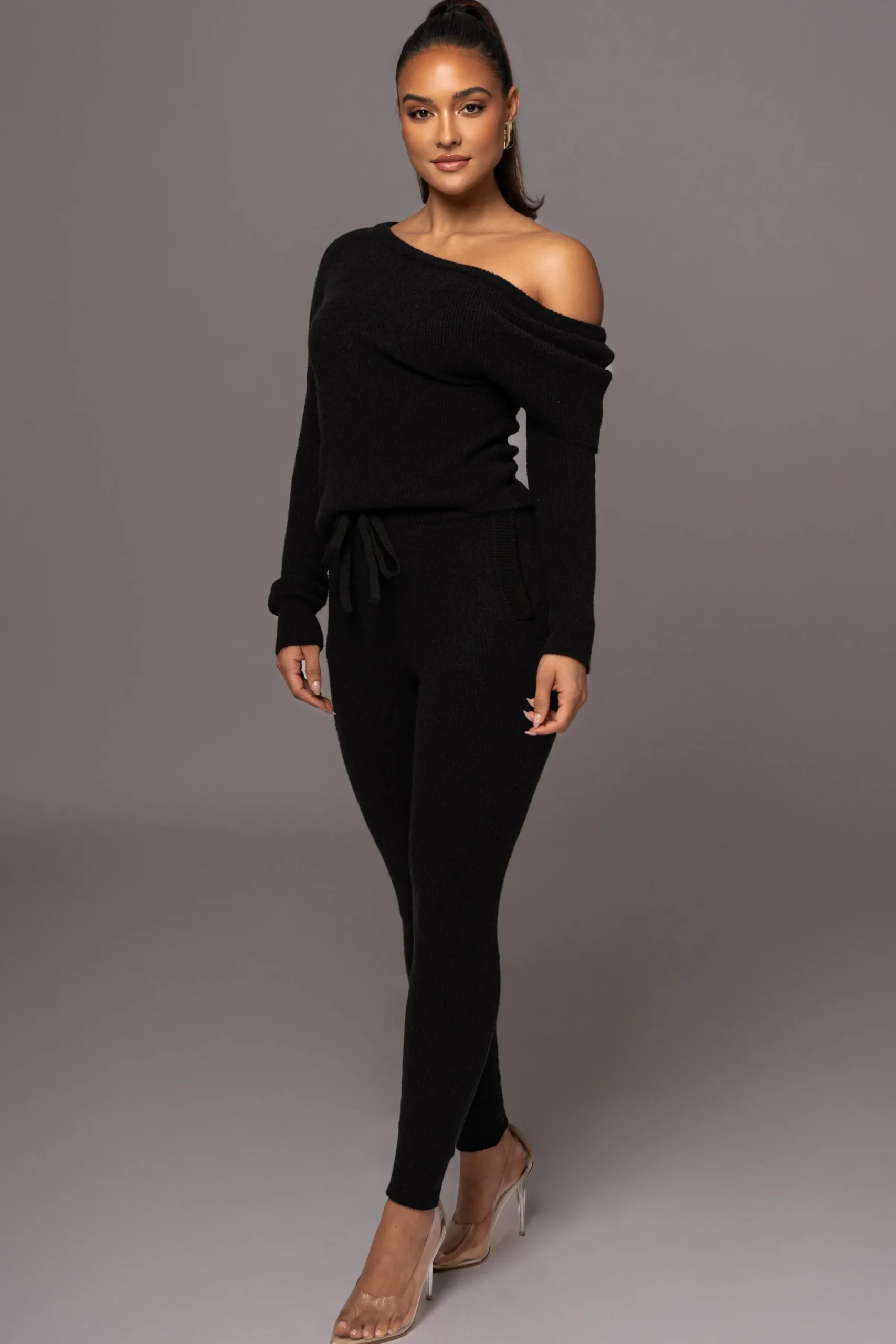 JLUXLABEL Black Sedona Knit Pant Set