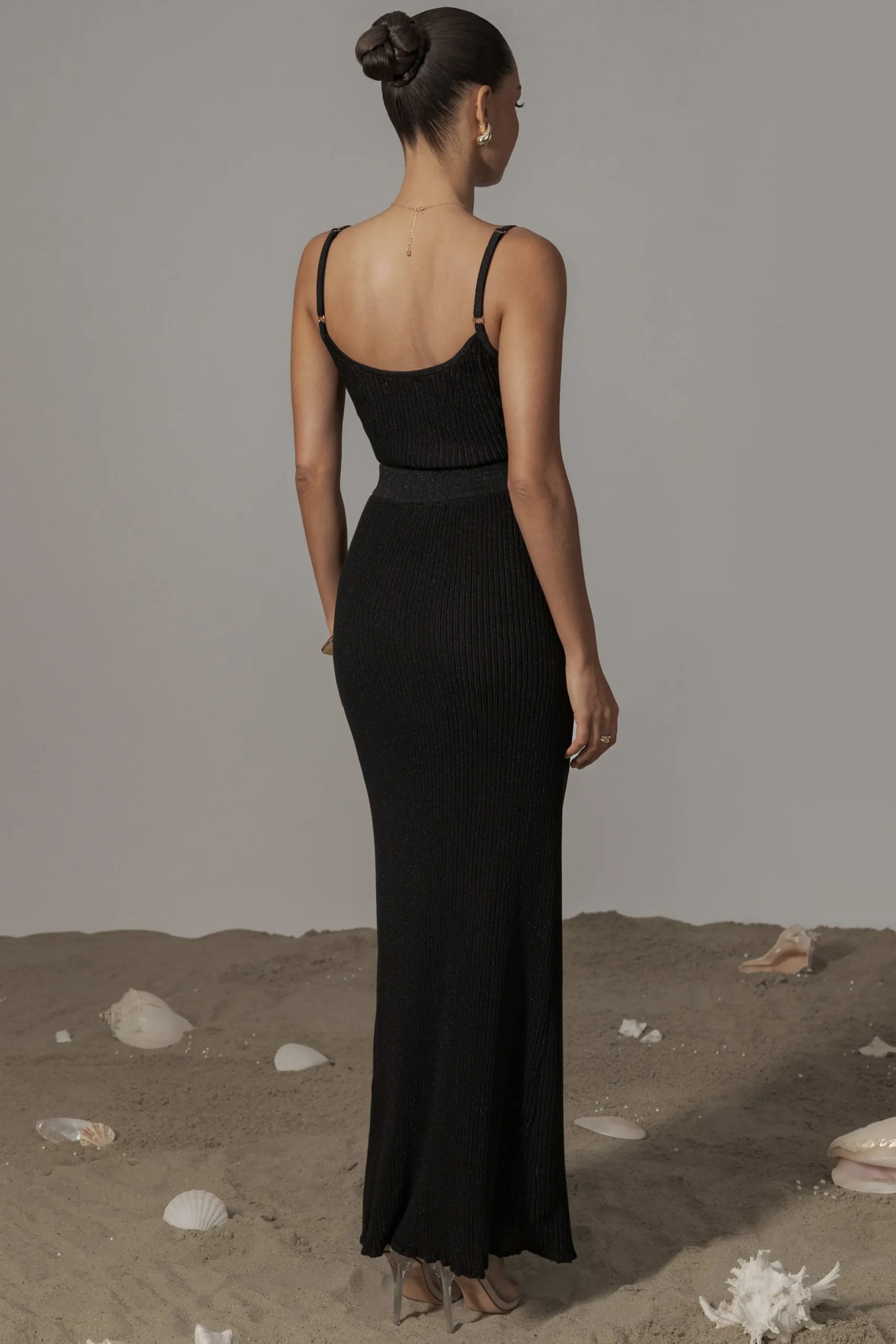 JLUXLABEL Black Serena Ribbed Skirt Set