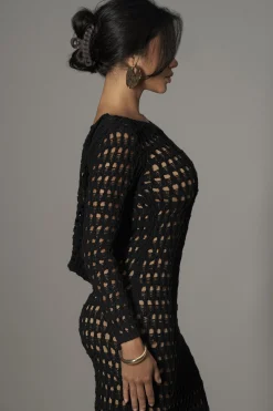JLUXLABEL Black Serene Wonders Crochet Dress