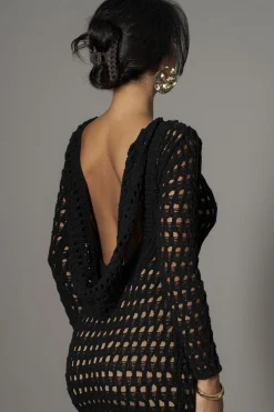 JLUXLABEL Black Serene Wonders Crochet Dress
