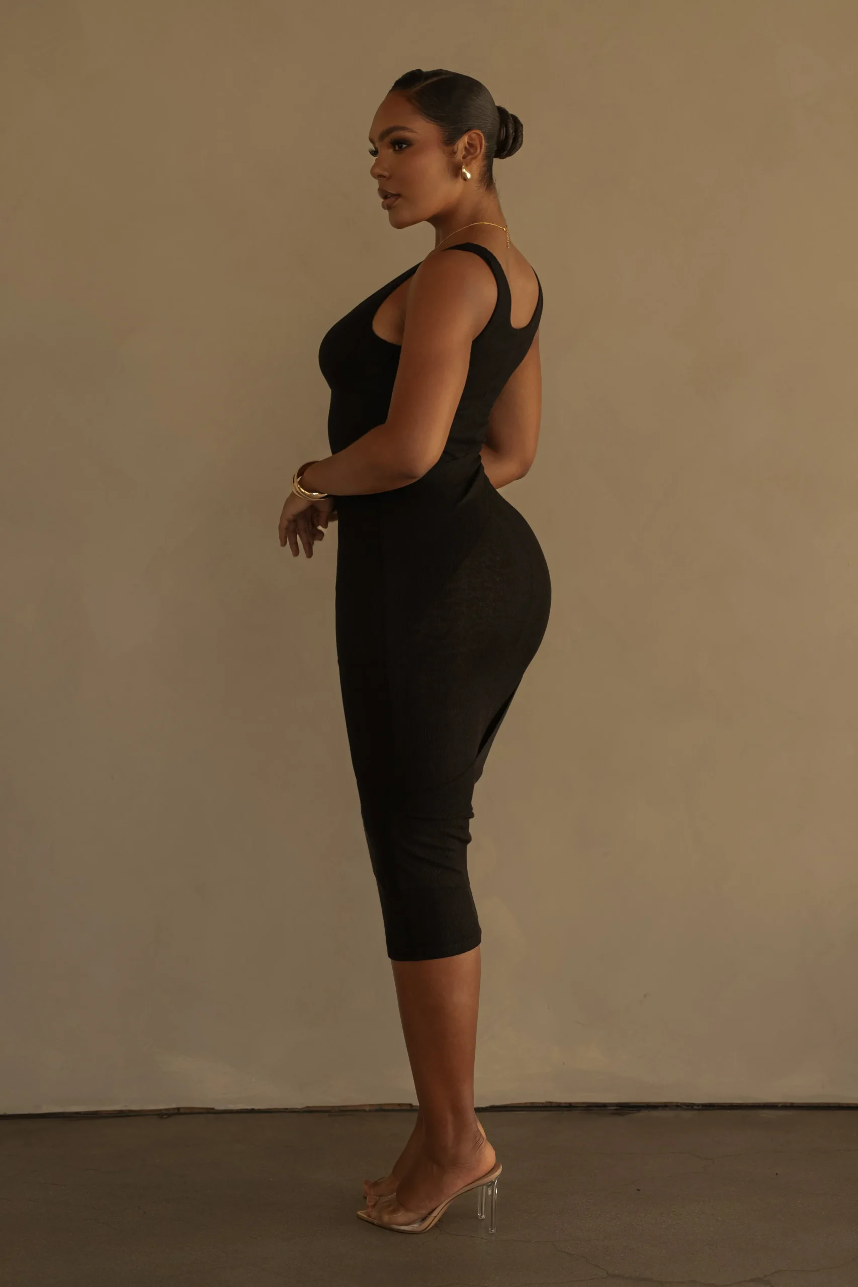 JLUXLABEL Black Shift Of Feelings Midi Dress