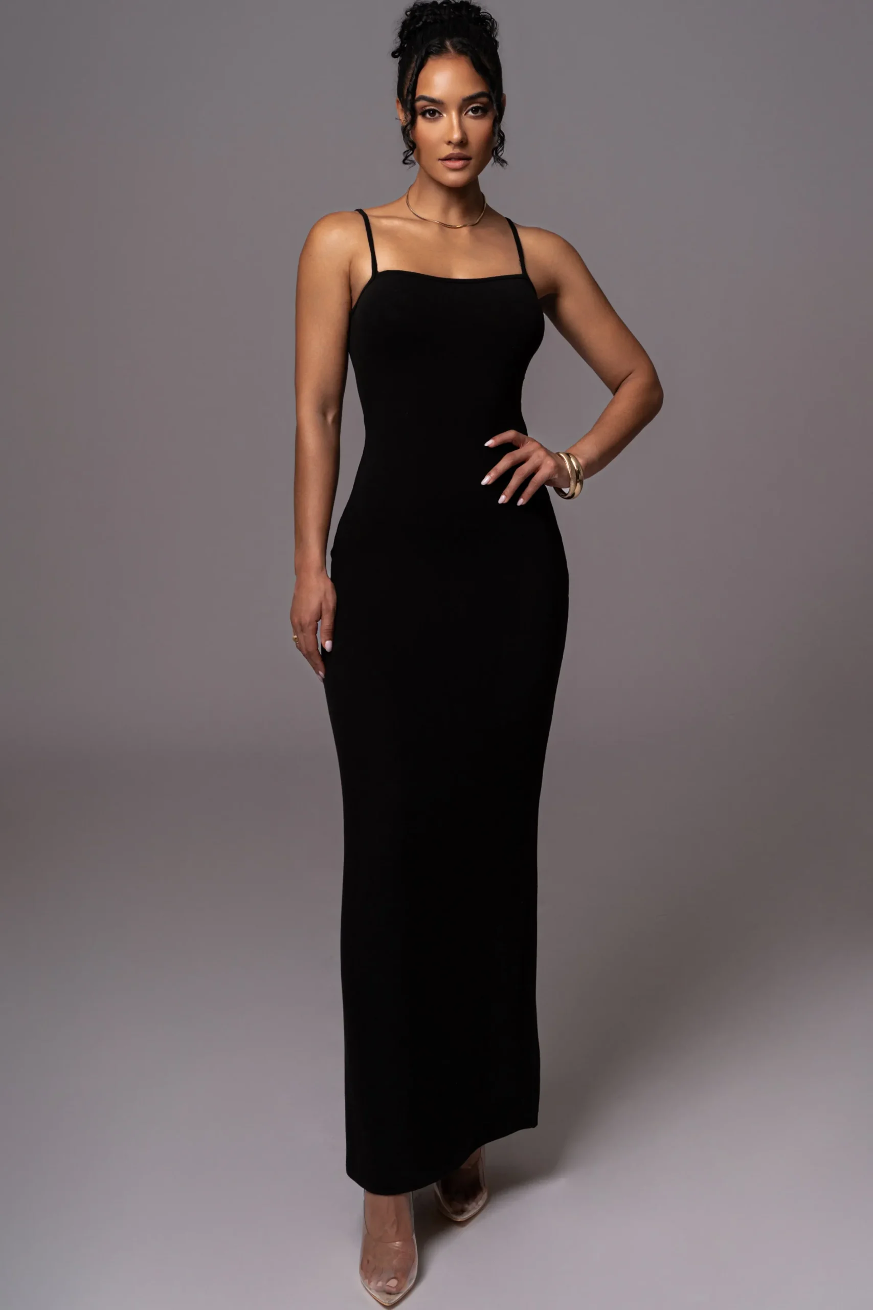 JLUXLABEL Black Smooth Simplicity Maxi Dress
