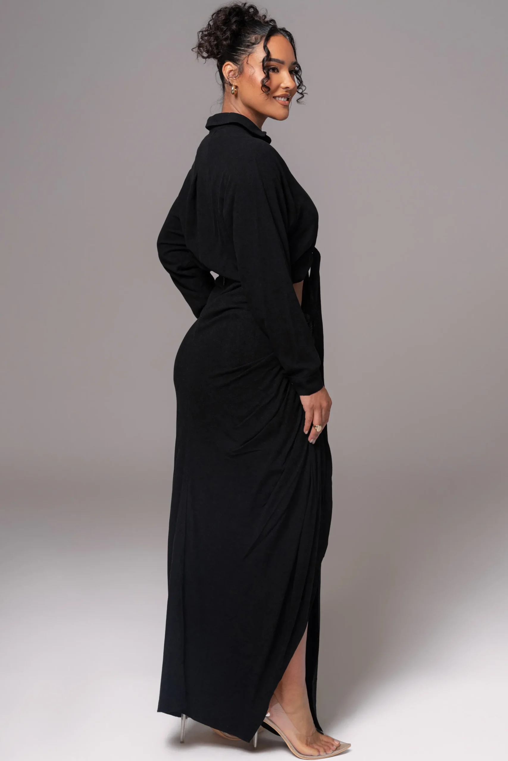 JLUXLABEL Black Soho Front Tied Woven Top