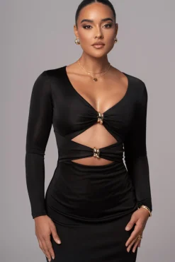 JLUXLABEL Black Soiree Cutout Maxi Dress