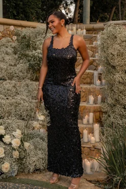 JLUXLABEL Black Sparkling Moments Sequin Maxi Dress