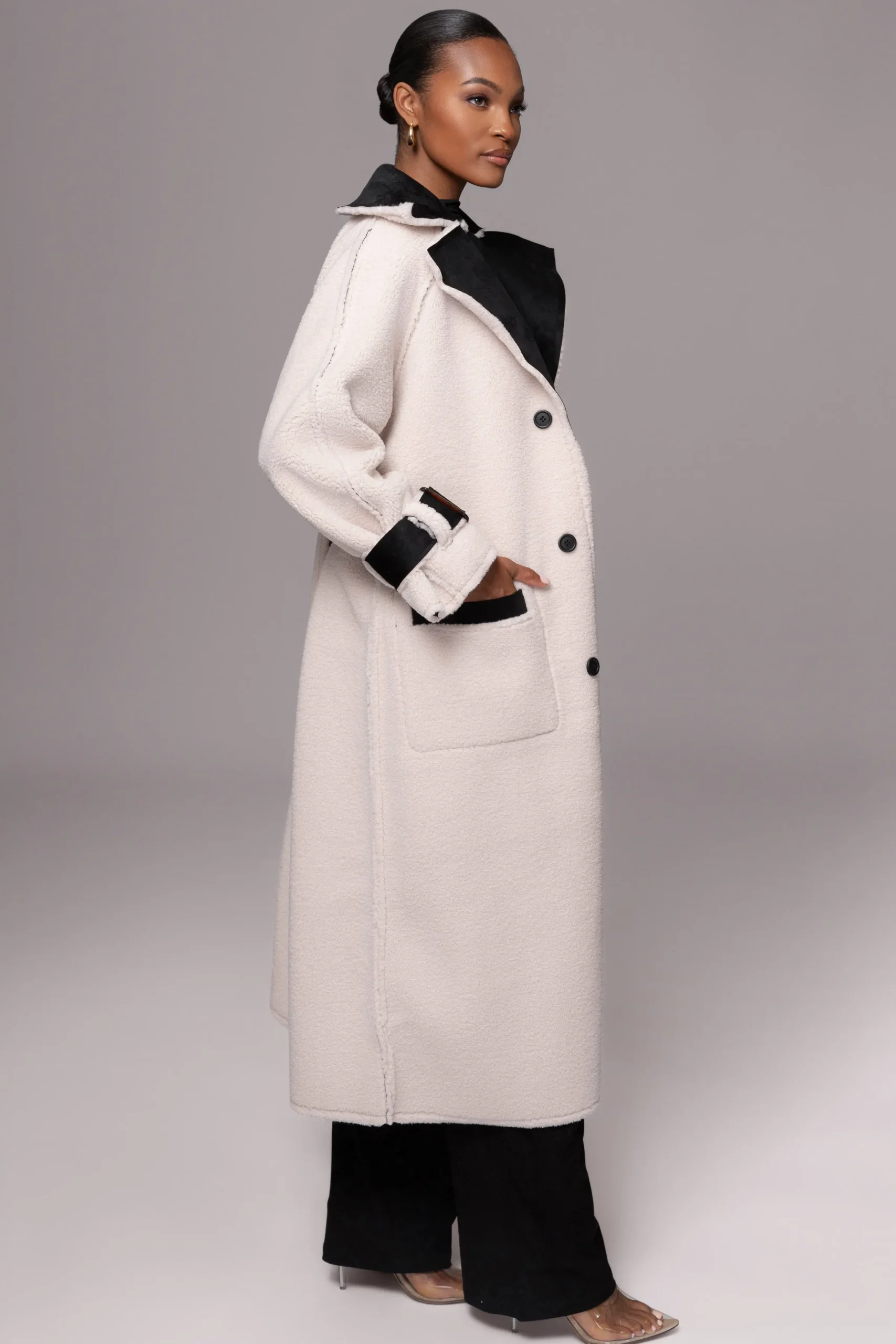 JLUXLABEL Black Suede And Sherpa Reversible Coat